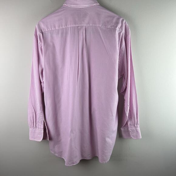 Vintage GITMAN Bros Sz 16 1/2 33 Pink Candy Striped Button Shirt Oxford Collar - Picture 5 of 7